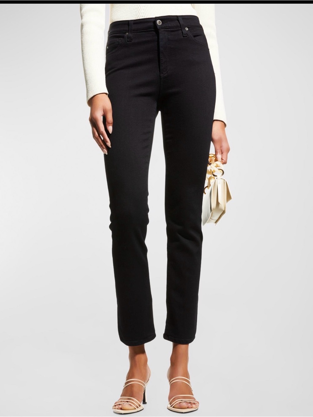 AG Jeans Mari High Rise Slim Straight Black Jeans Size 29R